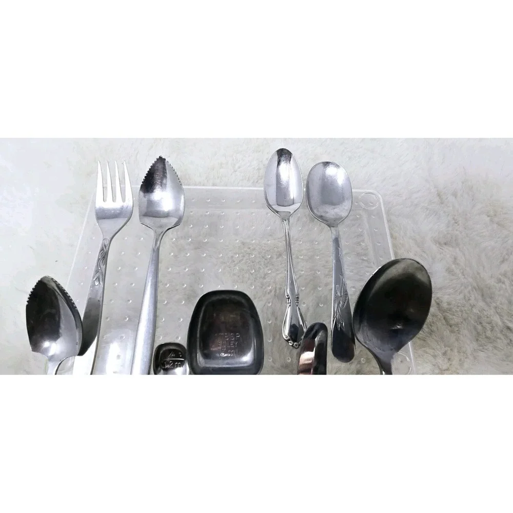 Vintage Stainless Steel Tableware Lot Of 9 Various‎ Brands/Patterns Bamboo
